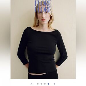 NWOT FLORE FLORE Steffi tee in black/medium